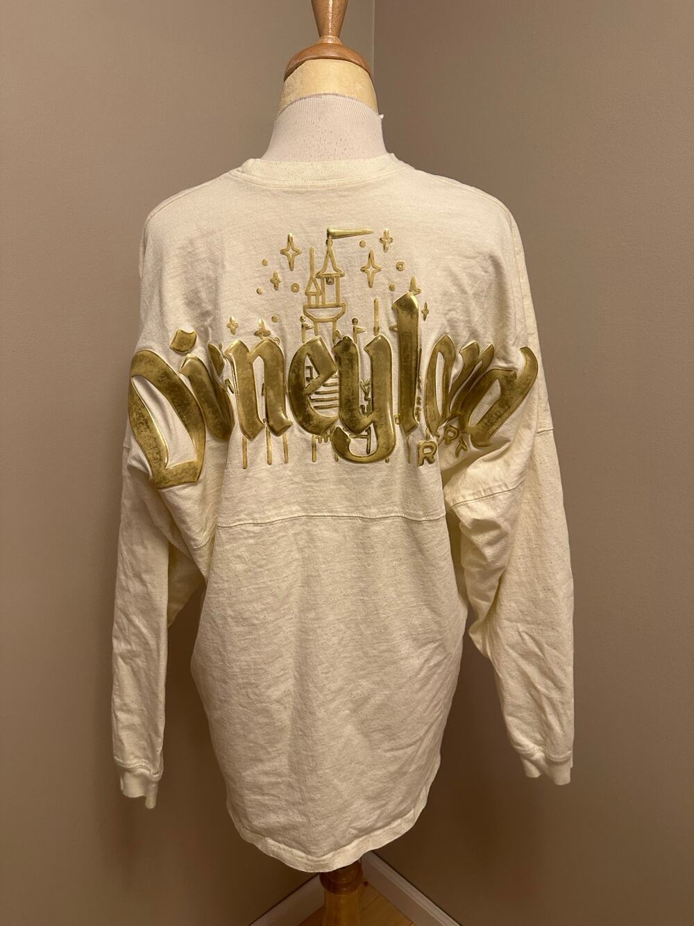 Disney Spirit Jersey Disneyland Resort Cream / Gold Glitter Logo Sz XL